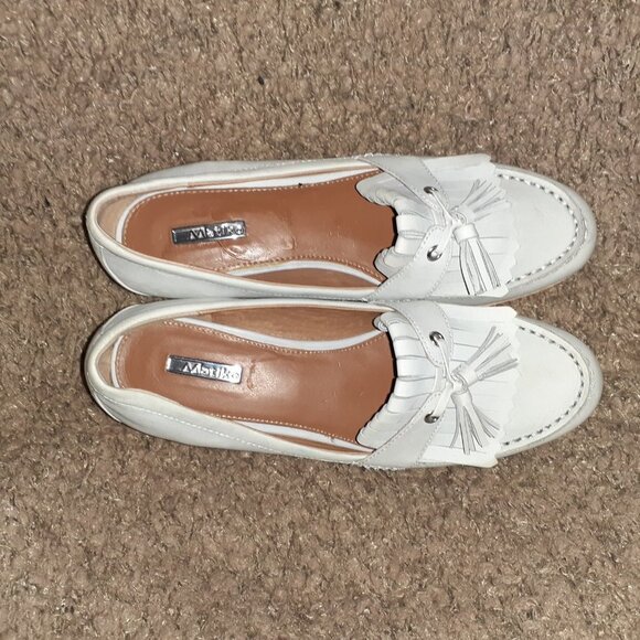 MATIKO-Pale Blue Nubuck Suede-Platform Kiltie Style Loafer/Tassles-Sz 6-Excellen - Picture 6 of 7